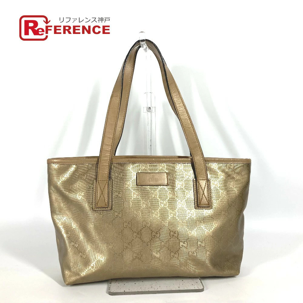 GUCCI GG Imprime Shoulder Bag Tote Leather Gold